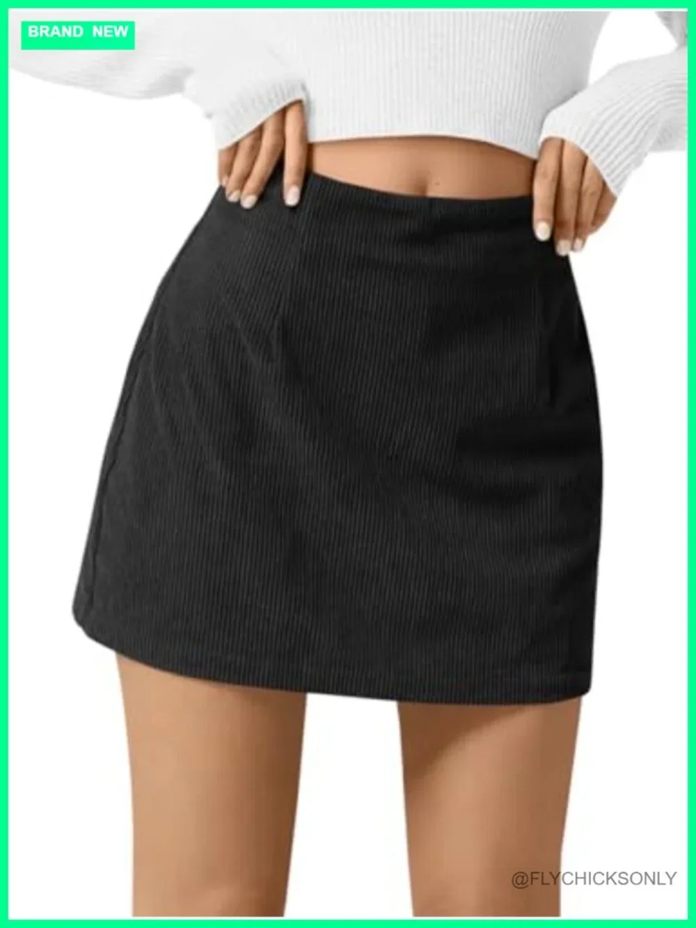 High Waisted A-Line Corduroy Mini Skirt with Zipper